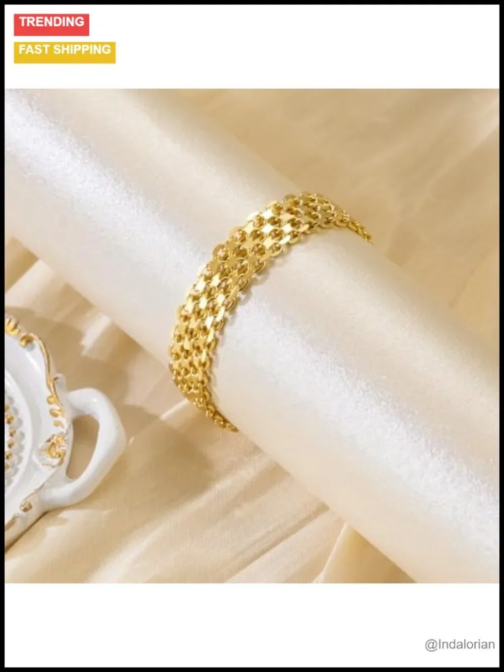 14K Gold Plated Link Bracelet Non Tarnish Chain for Women